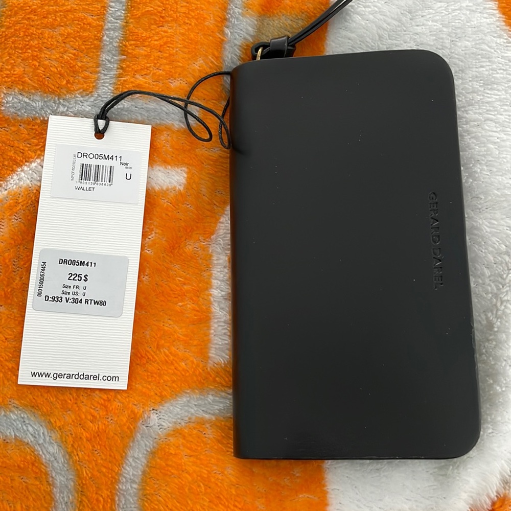 NWT - Gerard Darel wallet - black leather with gold hardware and dust bag